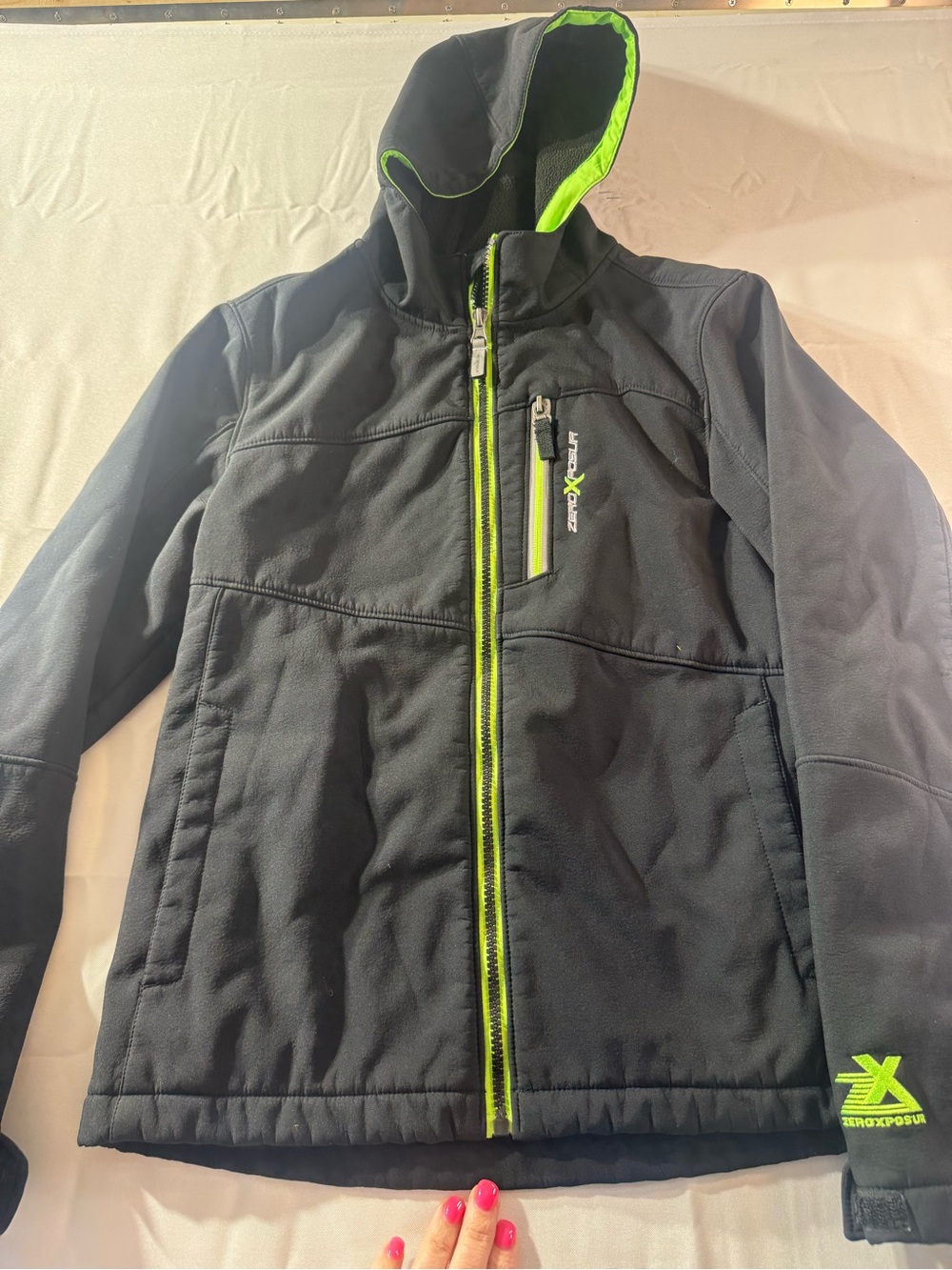ZeroXposur Large Black Jacket with Neon Green Trim